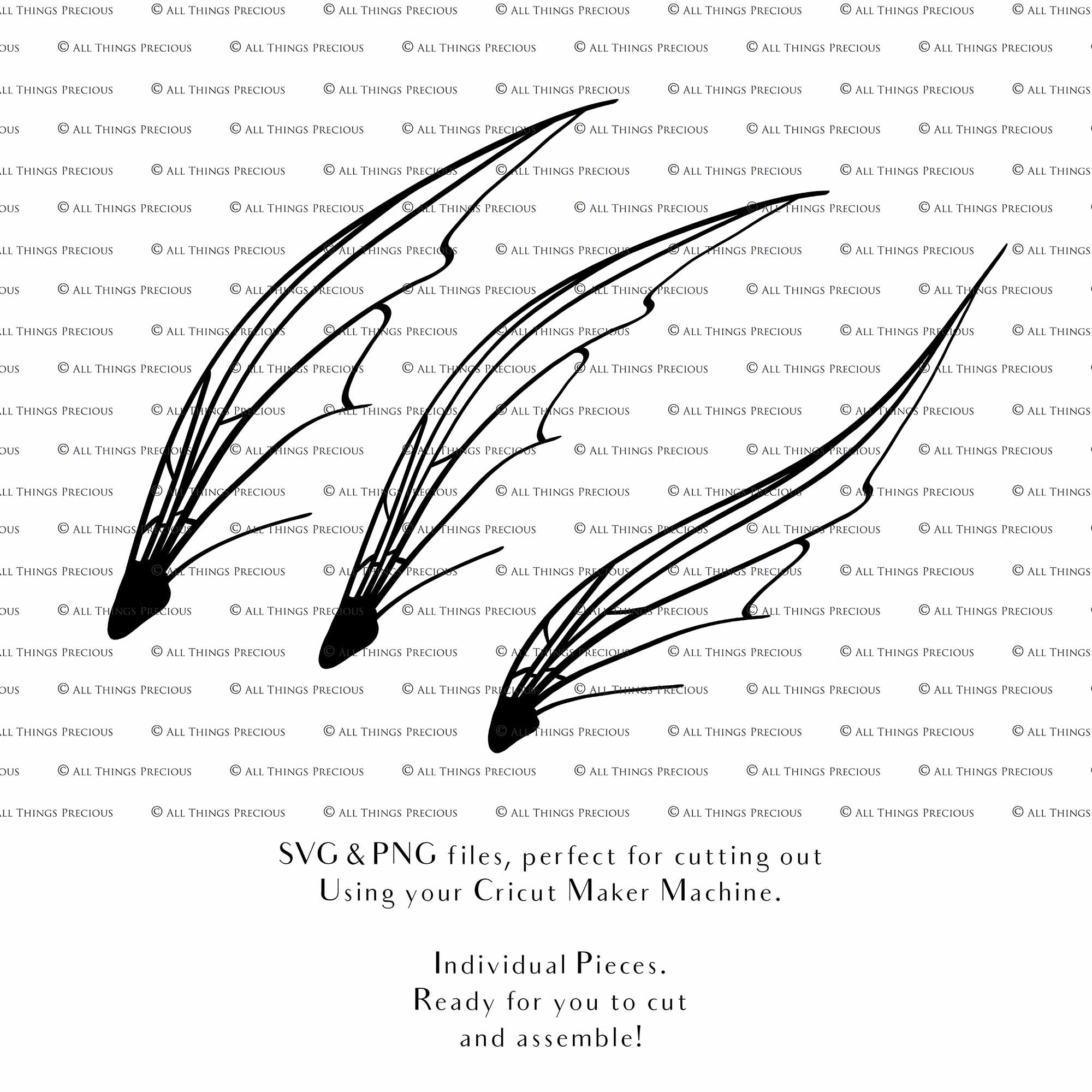 SVG & PNG Fairy Wing files for Cricut or Silhouette Cameo Cutting Machine. To create wearable fairy wings, in adult or children sizes. These are Individual Wing Pieces, for you to cut and assemble. This is a DIGITAL product.